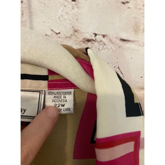 Carolina Bay Shirt Womens 22W Pink Satin Retro Button Up Long Sleeve Plus Size - Picture 11 of 12